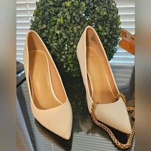 Elegant White Pointed-Toe Clear Heel Pumps